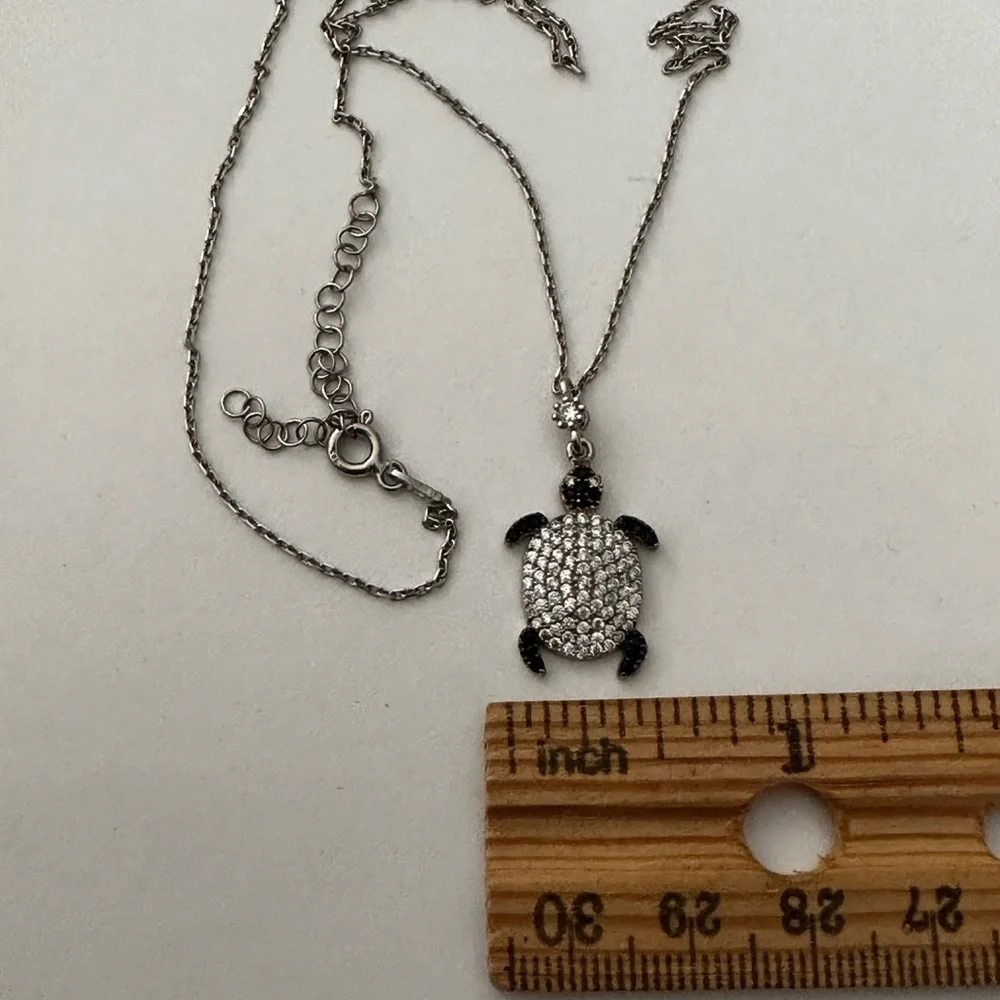 925 Silver turtle necklace cz